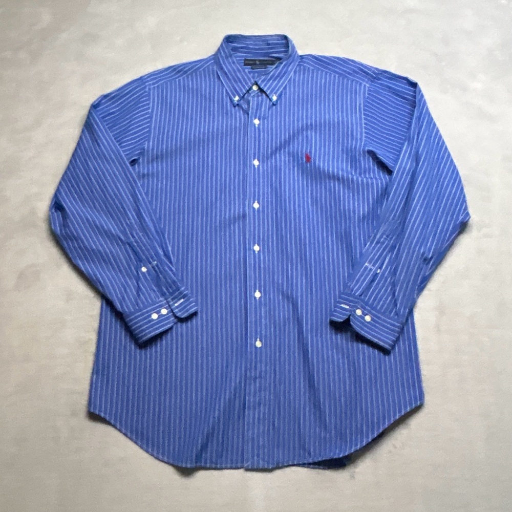 Ralph Lauren Classic Blue Pinstripe Shirt Large 16.5 32 33
